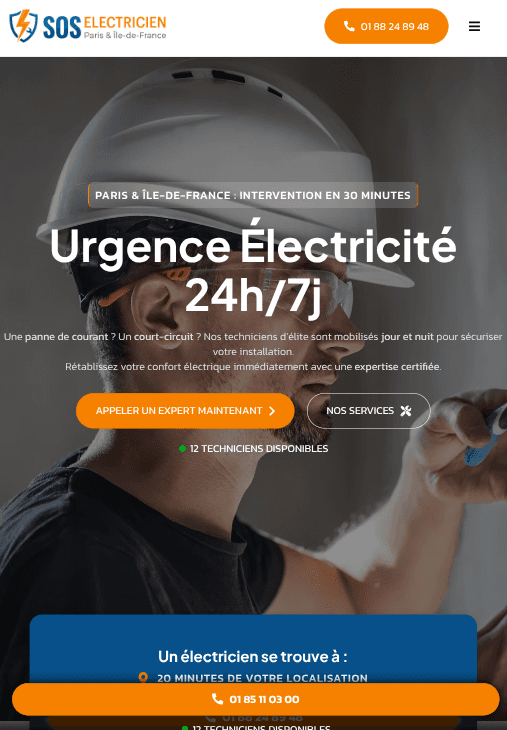 Site vitrine Dépannage Électricien